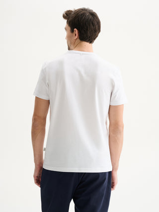 T-SHIRT GIROCOLLO A MANICHE CORTE IN JERSEY BIELASTICO - BIANCO