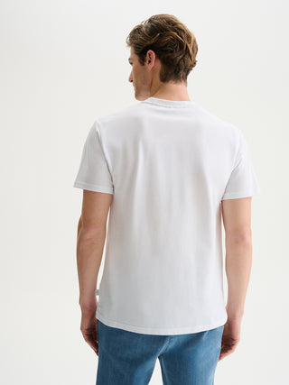 T-SHIRT GIROCOLLO A MANICHE CORTE IN PIQUET DI COTONE - BIANCO