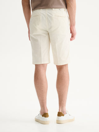 BERMUDA SLIM FIT IN GABARDINA DI COTONE - AVORIO
