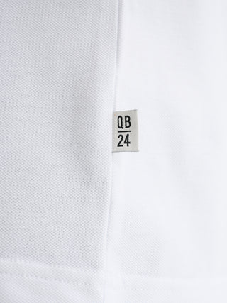 T-SHIRT GIROCOLLO A MANICHE CORTE IN PIQUET DI COTONE - BIANCO