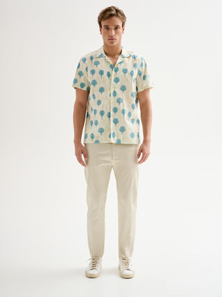 Camicia Uomo Bowling Stampa Foglie QB24