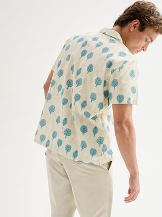Camicia Uomo Bowling Stampa Foglie QB24