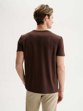 T-SHIRT GIROCOLLO A MANICHE CORTE IN JERSEY BIELASTICO - TESTA DI MORO