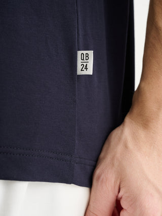 T-SHIRT GIROCOLLO A MANICHE CORTE IN JERSEY BIELASTICO - BLU