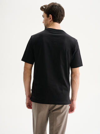 T-SHIRT GIROCOLLO BOXY FIT A MANICHE CORTE IN COTONE 210 GR - NERO