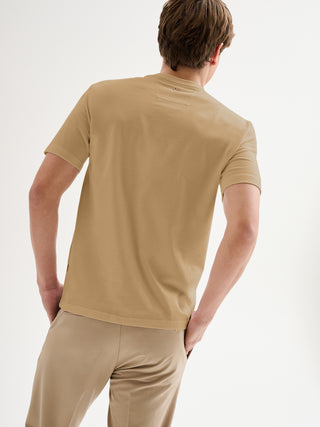 T-shirt Uomo Girocollo Piquet Beige QB24