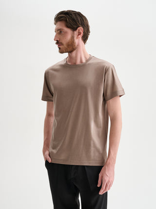 T-SHIRT GIROCOLLO MANICHE CORTE IN COTONE E MODAL