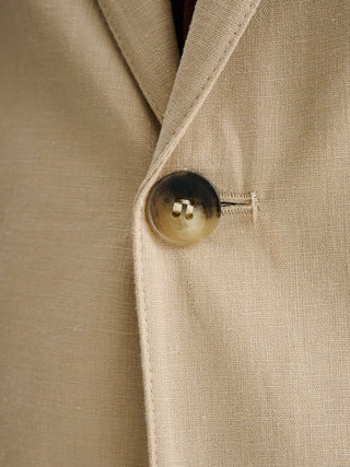 GIACCA MONOPETTO SLIM FIT DUE BOTTONI DA COMPLETO IN MISTO LINO - SABBIA