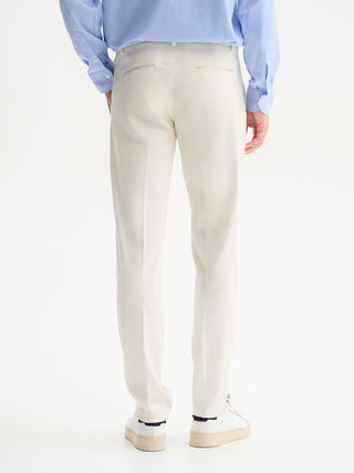 PANTALONI SLIM FIT DA COMPLETO IN PUNTO MILANO - AVORIO