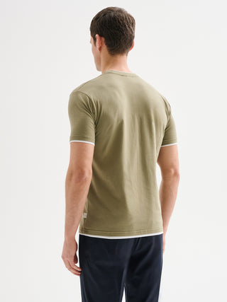 T-shirt Uomo Profili a Contrasto Verde Salvia QB24