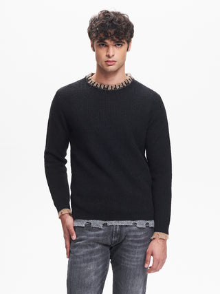 Maglia Girocollo Uomo Costa Inglese Nero  QB24