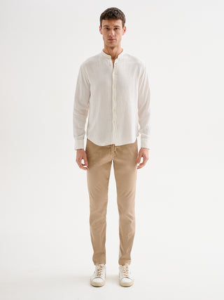 Camicia Uomo in Lino Collo alla Coreana QB24