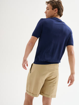 Polo Uomo in Maglia Basic Cotone Crepe Blu QB24