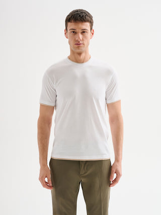 T-shirt Uomo Profili a Contrasto Bianca QB24