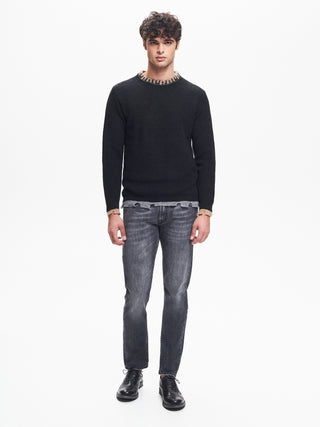 Maglia Girocollo Uomo Costa Inglese Nero  QB24
