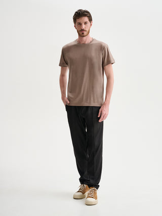 T-SHIRT GIROCOLLO MANICHE CORTE IN COTONE E MODAL