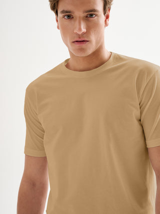 T-shirt Uomo Girocollo Piquet Beige QB24